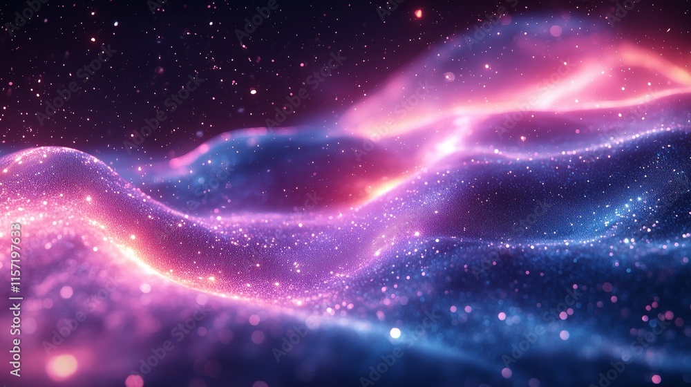 Fototapeta premium Luminous Abstract Cosmic Waves in Dreamy Space Background