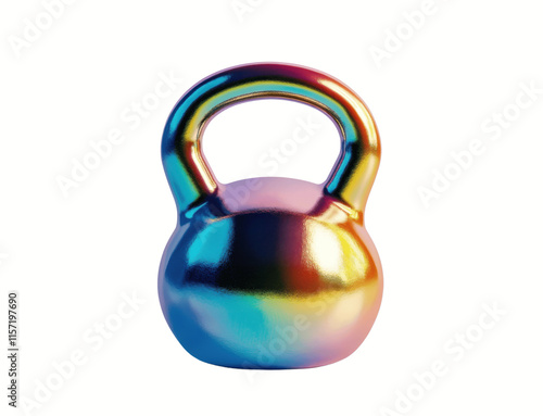 A kettlebell in a metallic or colored finish, isolated on a white background for a clean, focused look at fitness equipment photo