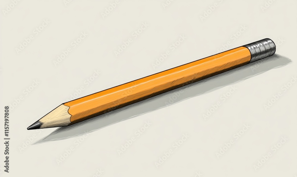 A pencil is shown on a white background A pencil is shown on a white background