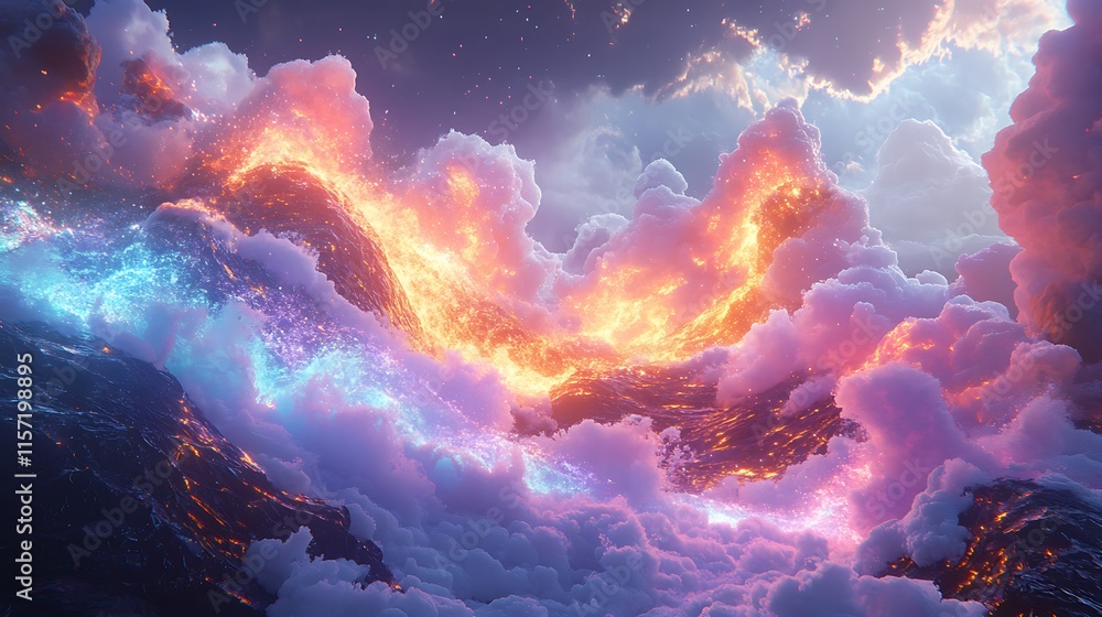 Celestial Lava Flows Through Dreamlike Cloudscape Celestial Lava Flows Through Dreamlike Cloudscape