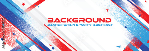 Sporty grain abstract banner background red blue white united states halftone particles gradient brush style vector design professional geometric element