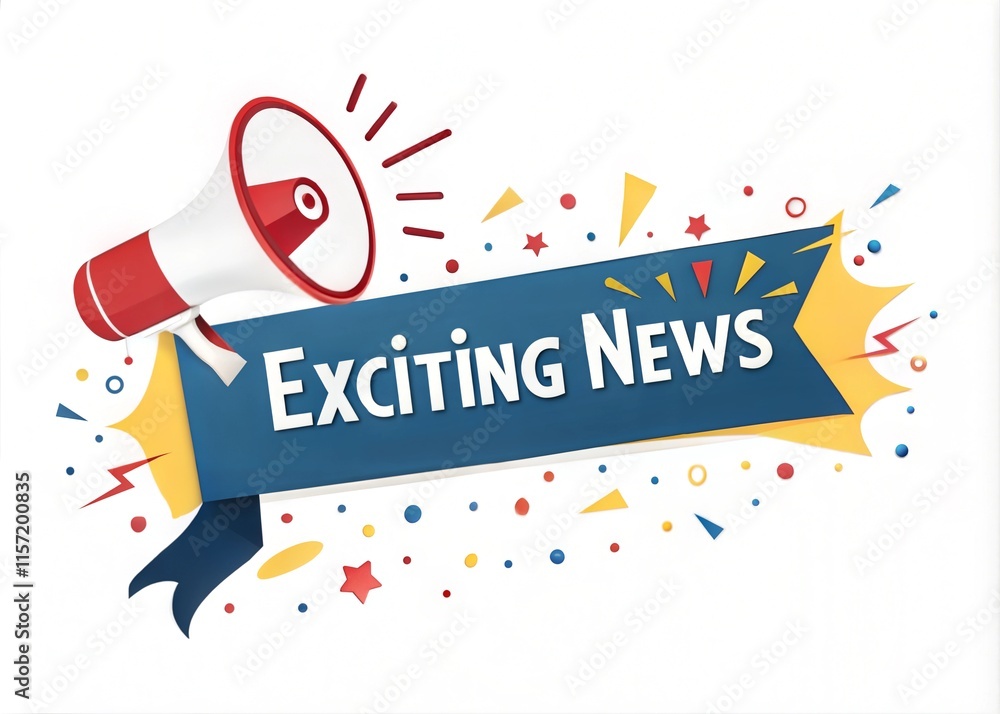 Naklejka premium Exciting News Announcement with Megaphone and Banner