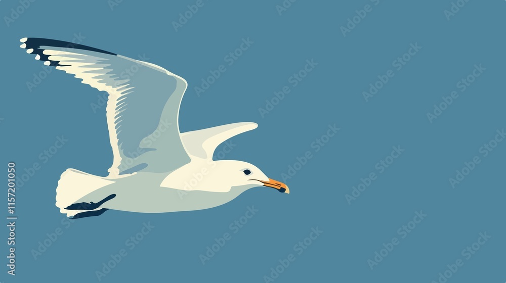 Fototapeta premium Playful Cartoon Seagull Vector Illustration for Designs