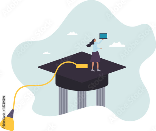 Curriculum, learning or education, student academic, study new knowledge or scholarship, learning lesson, certificate or graduated .business concept.flat character.