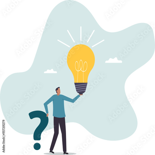 Question and answer, q and a or solution to solve problem, FAQ frequently asked question, help or creative thinking idea.business concept.flat character.