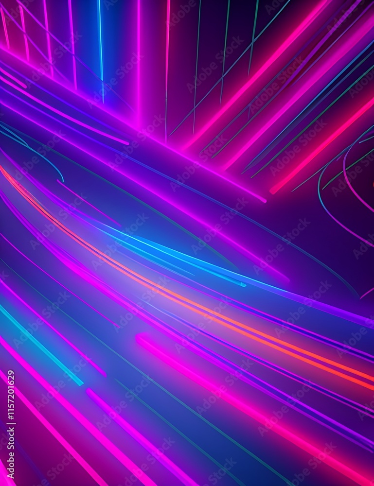 Dynamic neon lights in pink, blue, and orange, creating abstract streaks and curves against a dark background. Dynamic neon lights in pink, blue, and orange, creating abstract streaks and curves against a dark background.