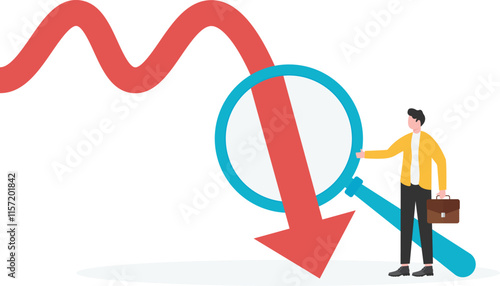 Trouble and problems in the stock market or financial economic development, economic recession, market crash signals, inflation or falling interest rates concepts,

