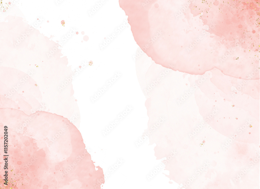 Fototapeta premium Pastel pink watercolor paint brush glitter for wedding elements. or card templates for greetings or invitations on valentines Day background.Colorful hand painted texture.