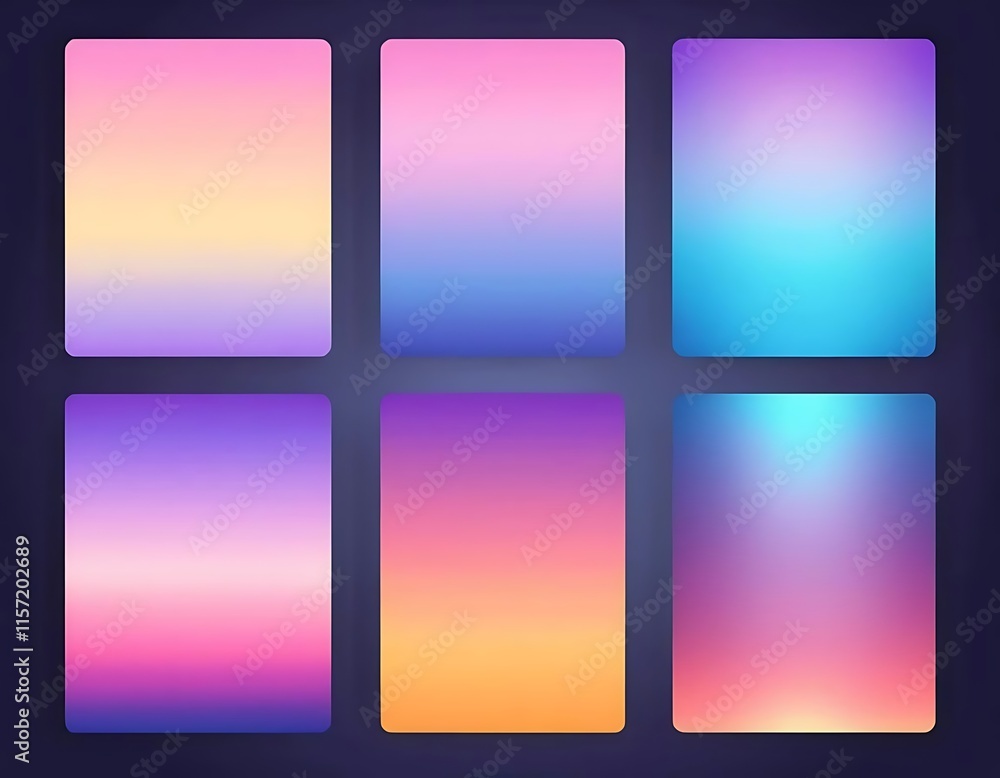 Fototapeta premium Six Gradient Color Palette Samples Displayed
