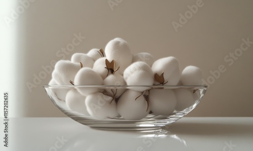 A bowl full of cotton balls photo