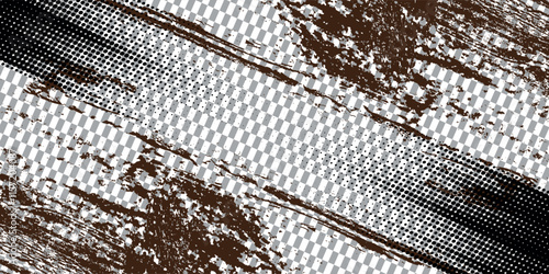 Tire tracks background for rally, drift, motocross, off-road and other auto and motorsport. Black tire marks on a white background with a worn effect and splashes of dirt.