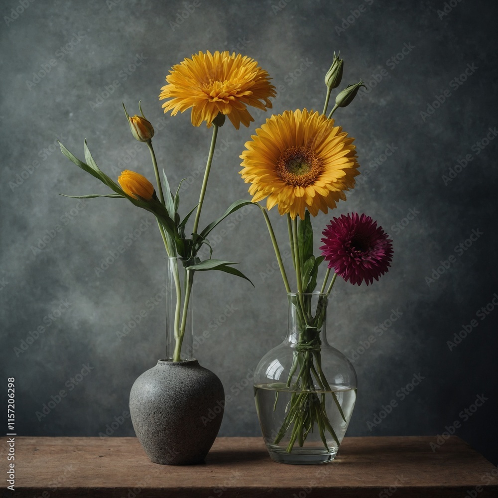 Obraz premium Create a dialogue between two flowers in a vase.