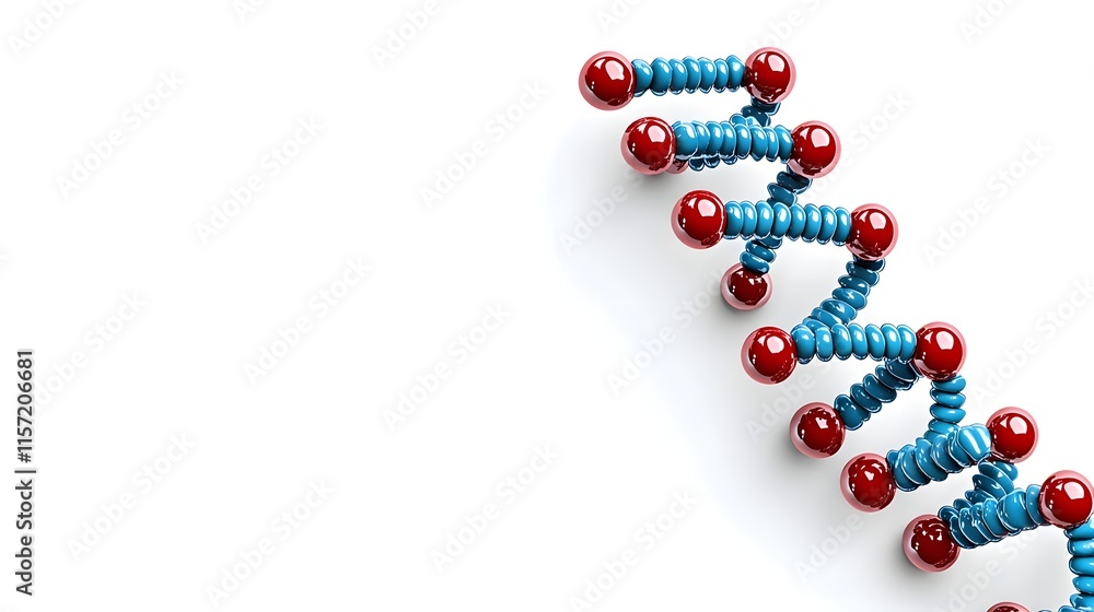 Abstract Molecular Structure with Red and Blue Components Curved Line Abstract Molecular Structure with Red and Blue Components Curved Line