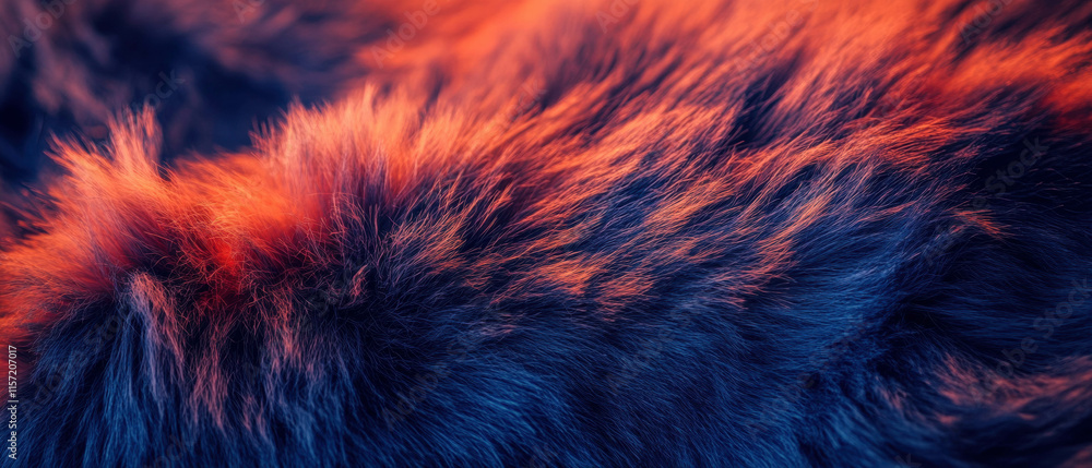 Naklejka premium Vibrant synthetic fur texture with cinematic appeal showcasing rich colors and depth