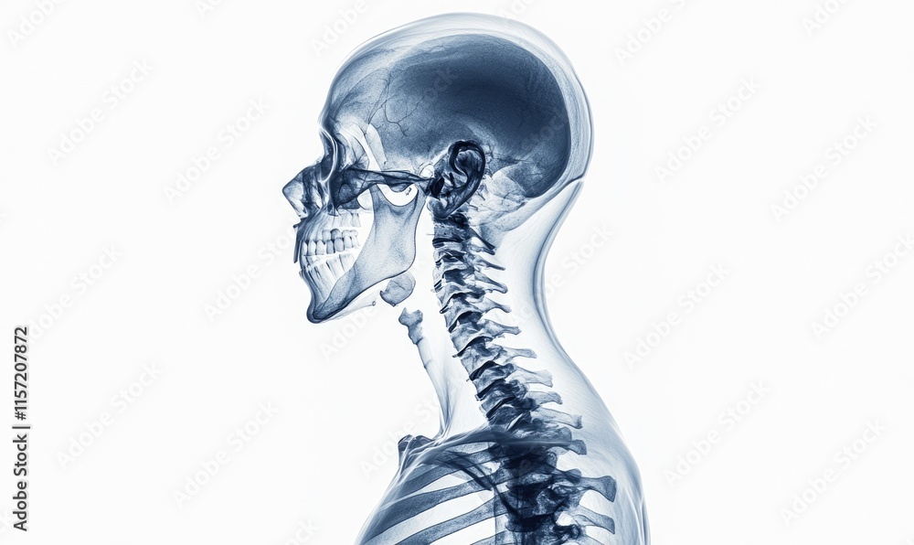 A skeleton is shown with a blue background