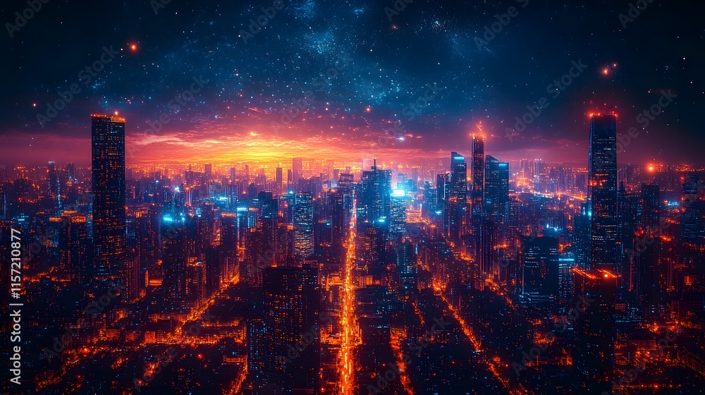 Technological advancements depicted through smart city innovations and digital infrastructure Technological advancements depicted through smart city innovations and digital infrastructure