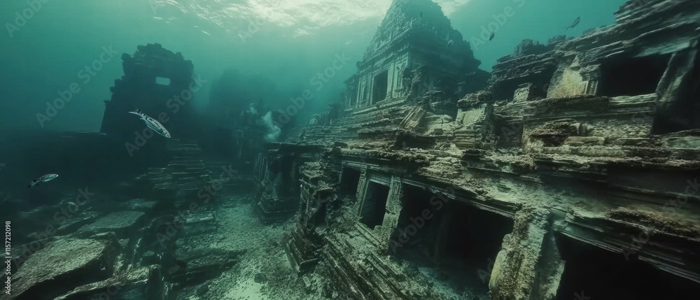 Underwater exploration reveals ancient city ruins submerged in crystal-clear waters Underwater exploration reveals ancient city ruins submerged in crystal-clear waters