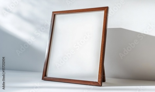 A wooden frame with a white background