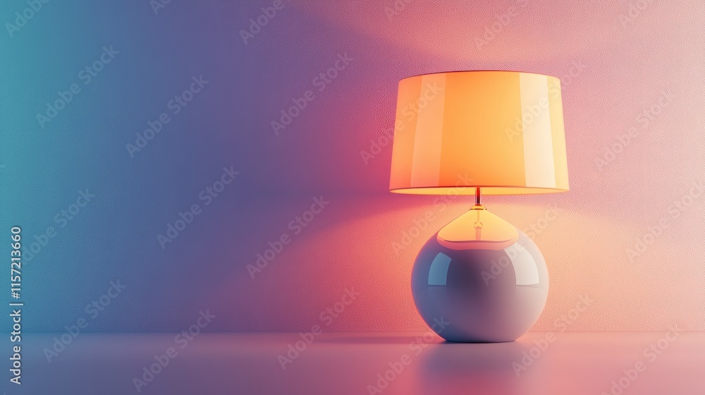 Soft Pink Table Lamp with Warm Glow on Smooth Surface Background Soft Pink Table Lamp with Warm Glow on Smooth Surface Background
