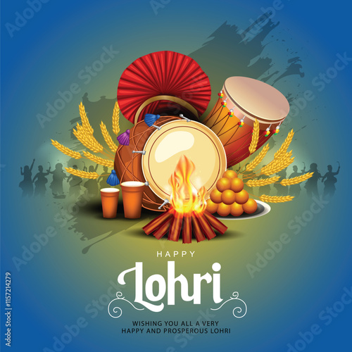 Happy Lohri festival of Punjab India background. abstract vector illustration banner design	