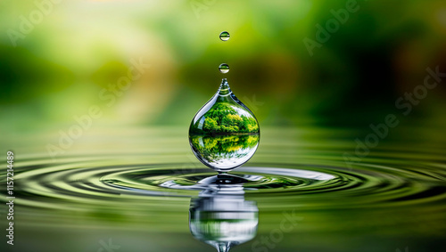 Reflexo da natureza em uma gota cristalina