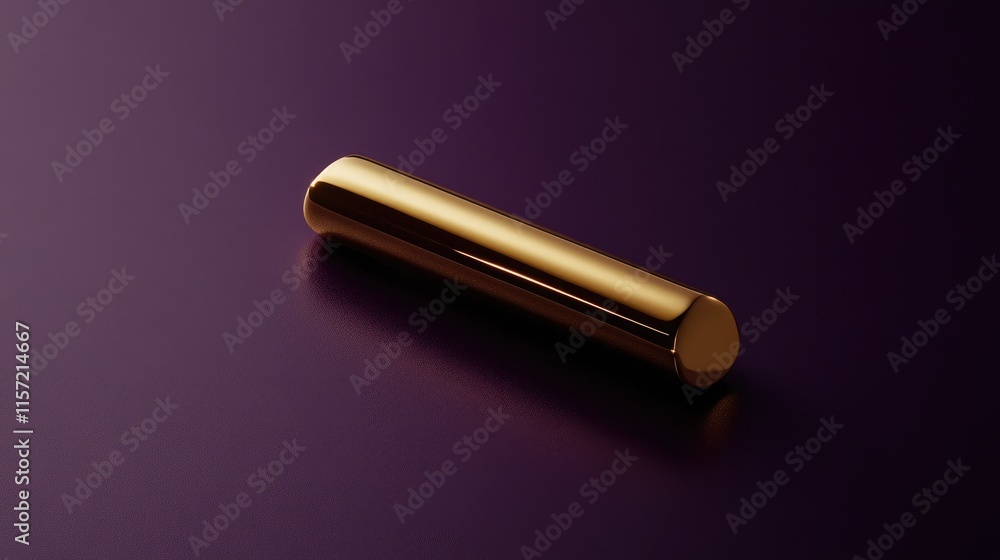 Smooth Gold Cylinder on Dark Background with Elegant Reflection Smooth Gold Cylinder on Dark Background with Elegant Reflection