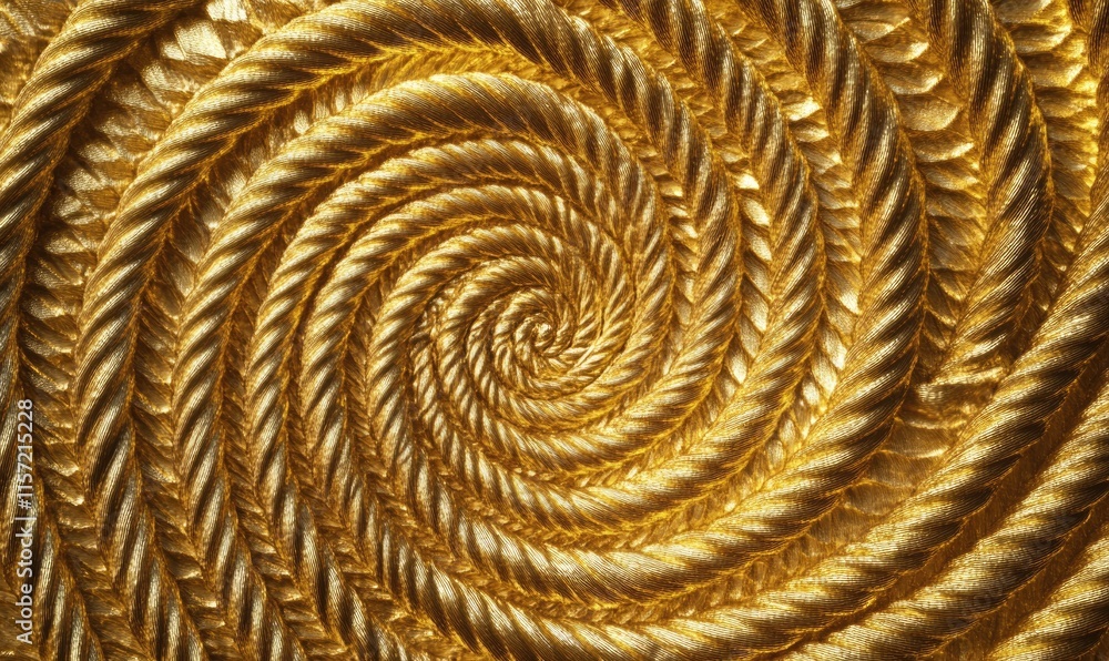 A gold rope is twisted into a spiral A gold rope is twisted into a spiral