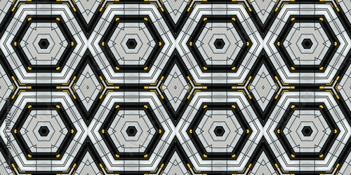 Yellow Black Digital Mosaic - Art Seamless Geometric Pattern