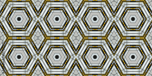 Yellow Black Digital Mosaic - Art Seamless Geometric Pattern