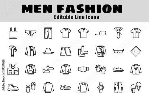 men fashion icon set