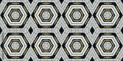 Yellow Black Digital Mosaic - Art Seamless Geometric Pattern