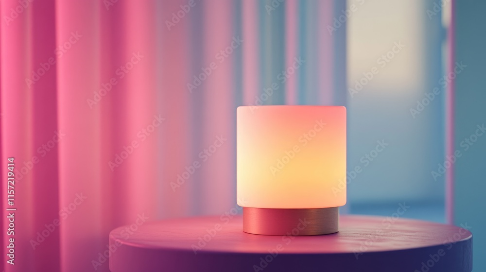 Soft Glow Lamp on Table with Colorful Background Lighting Soft Glow Lamp on Table with Colorful Background Lighting