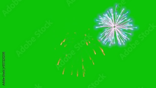 Fireworks On Green Screen Background 47  photo