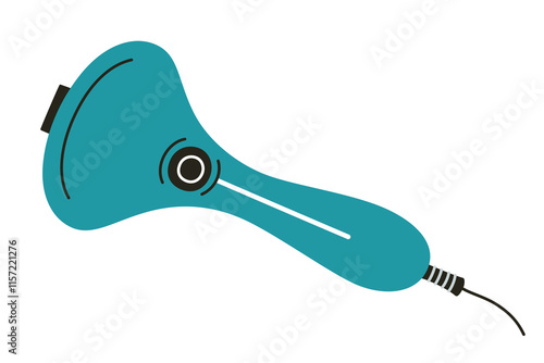 Flat vector illustration of handheld garment steamer. Modern home appliance for laundry and fabric care. Cartoon doodle design with ergonomic shape, ideal for cleaning themes, isolated colored clipart