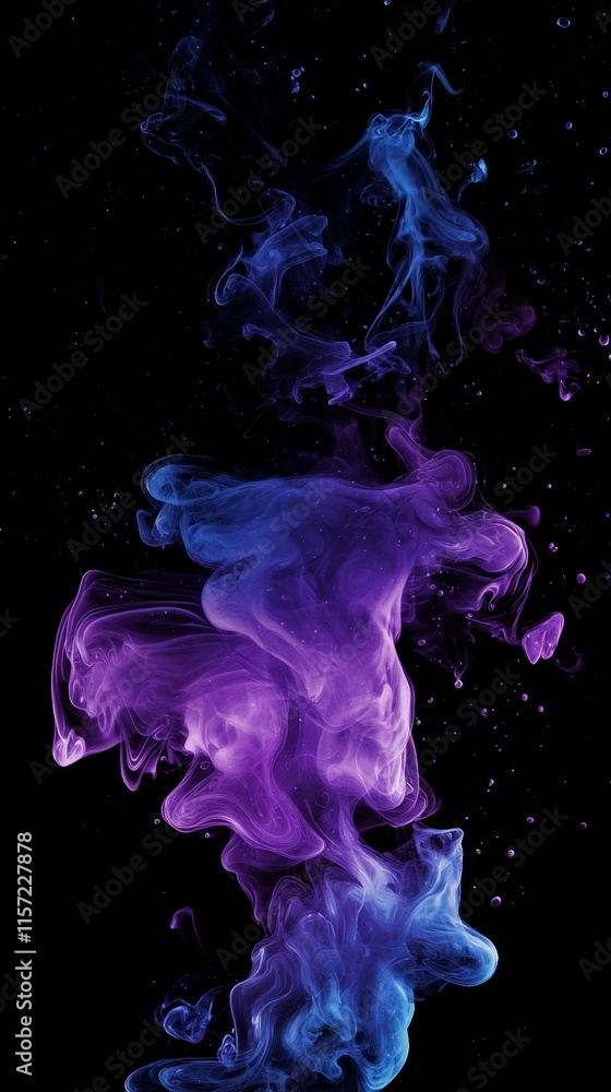 Colorful ink is swirling in water, creating abstract shapes and patterns against a black background, resembling a cosmic nebula or a mystical creature Colorful ink is swirling in water, creating abstract shapes and patterns against a black background, resembling a cosmic nebula or a mystical creature