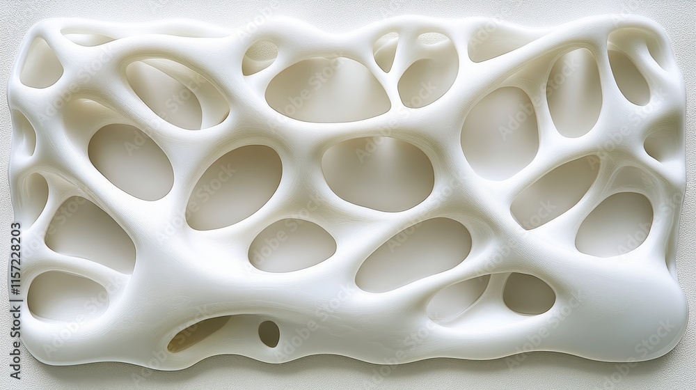 An intricate, porous white structure resembling organic forms, showcasing a network of interconnected voids and fluid shapes. An intricate, porous white structure resembling organic forms, showcasing a network of interconnected voids and fluid shapes.