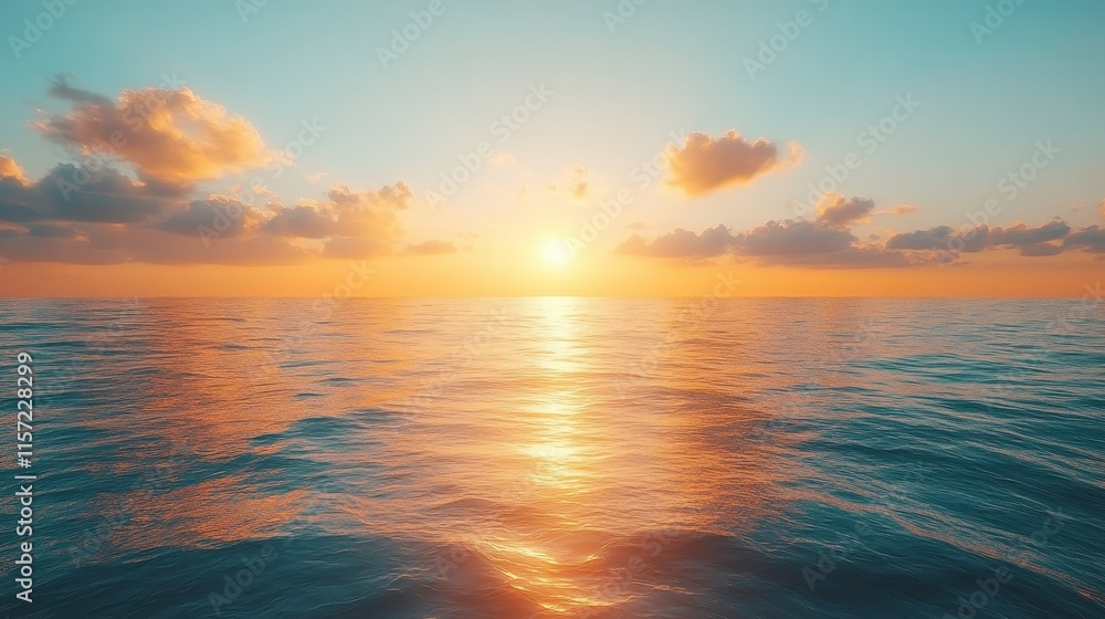 Serene ocean sunset with calm waves and vibrant sky. Serene ocean sunset with calm waves and vibrant sky.