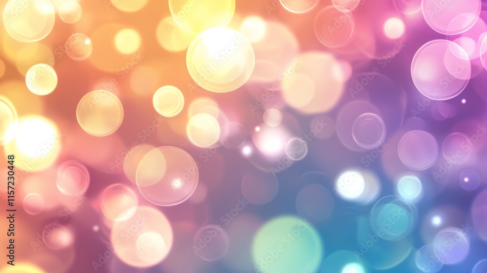 Fototapeta premium Bright, colorful bokeh lights are floating against a gradient backdrop, creating a festive and celebratory atmosphere perfect for any joyful occasion