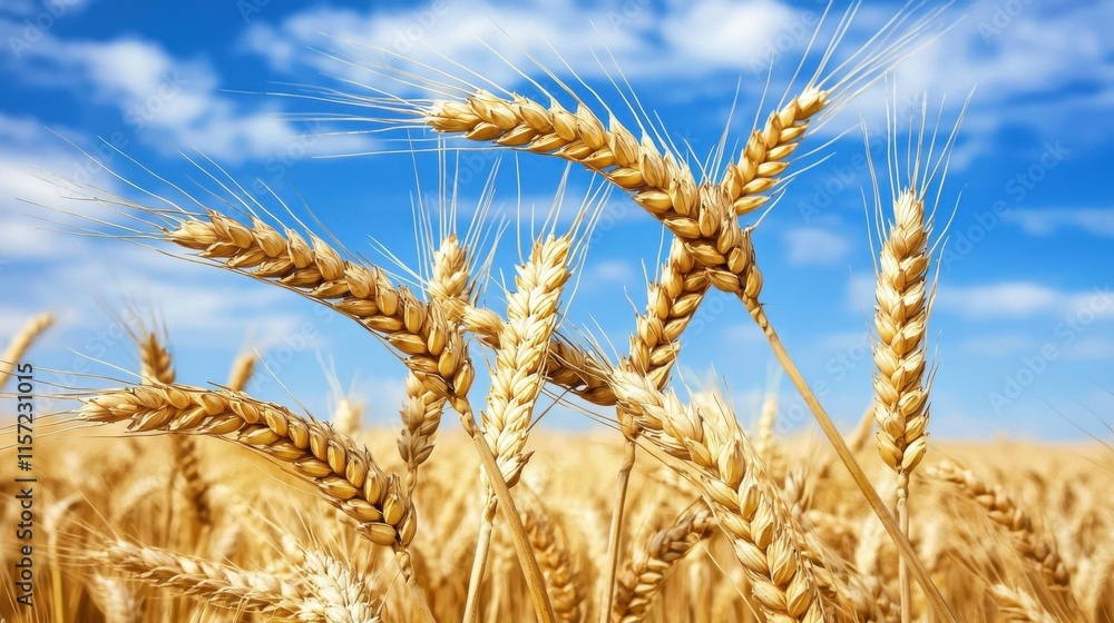 Picturesque Golden Wheat Field with Dramatic Sky and Clouds