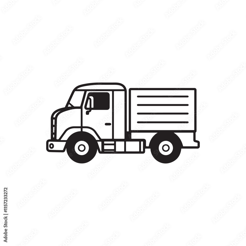 Simple Flat Truck Design with Bold Black Lines Simple Flat Truck Design with Bold Black Lines