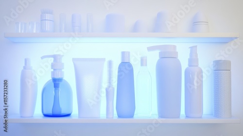 Clean and organized beauty product display. photo