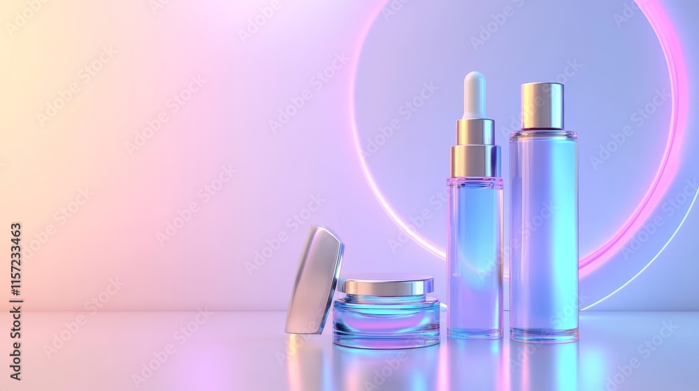 Colorful cosmetic bottles with modern design. Colorful cosmetic bottles with modern design.