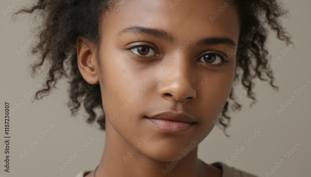 Calm Relaxed Close-up Portrait with Natural Skin Texture Generative AI Calm Relaxed Close-up Portrait with Natural Skin Texture Generative AI