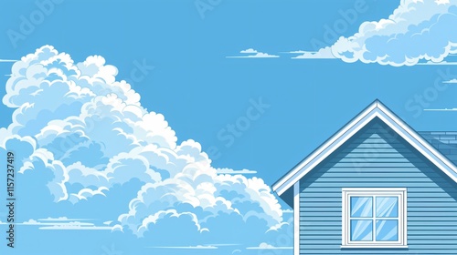 Blue Sky with Generic House Side View - Professional Real Estate Photography