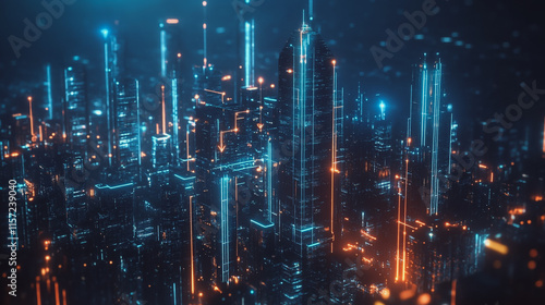 Wallpaper Mural Smart digital Innovation city with connection network reciprocity over the cityscape. of future smart wireless digital city and social media networking systems that connects people with in city Torontodigital.ca