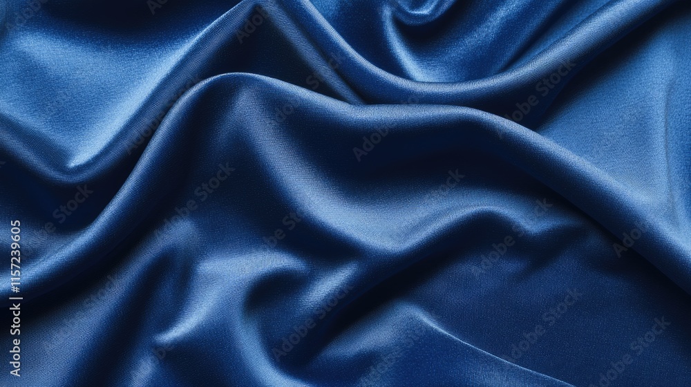 Fototapeta premium Smooth Blue Satin Fabric Texture with Gentle Ripples and Creases