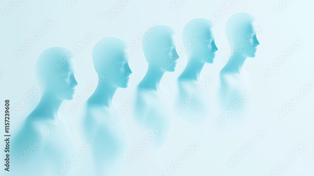 Silhouettes representing evolving thoughts. Silhouettes representing evolving thoughts.
