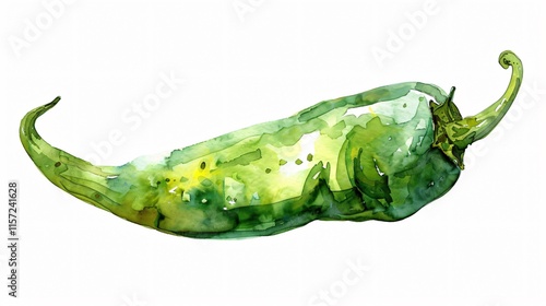 Vibrant Green Pepper Watercolor Illustration for Creative Projects