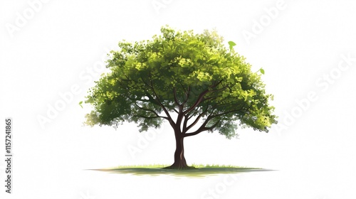Isolated Tree on White Background in Flat Vector Style