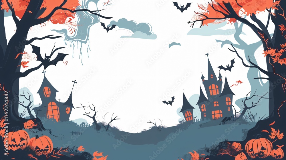 Spooky Halloween Frame Element for Festive Border Decoration Spooky Halloween Frame Element for Festive Border Decoration